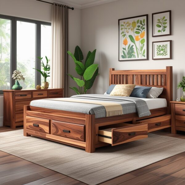 Turk Solid Wood Bed - Image 4
