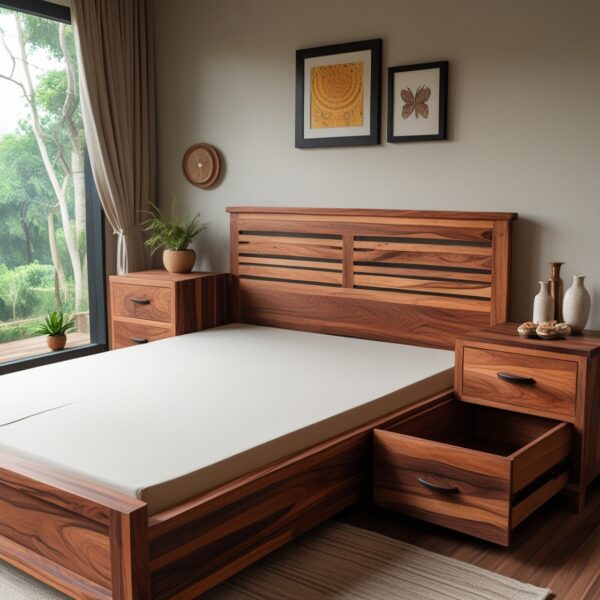 Turk Solid Wood Bed - Image 5