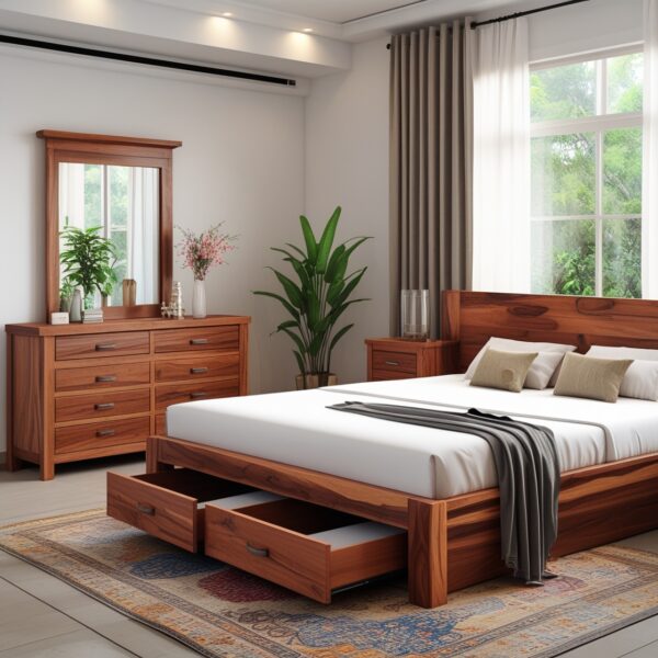 Turk Solid Wood Bed - Image 3