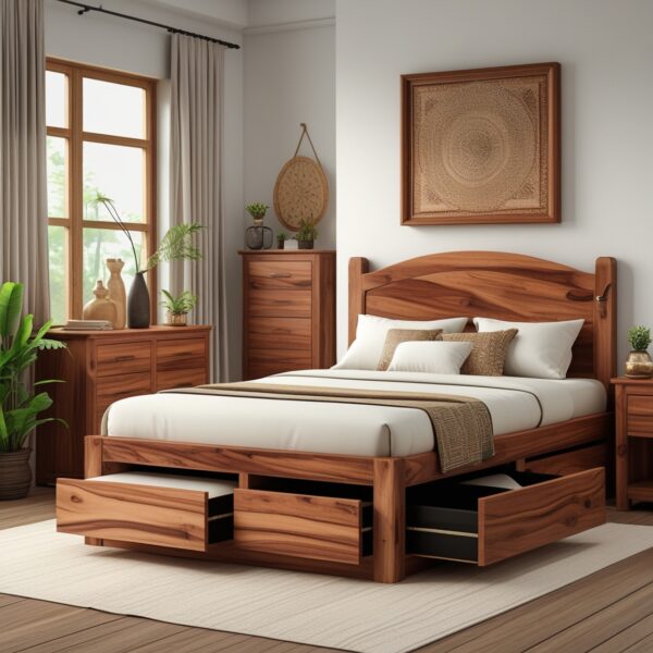 Aroma Solid Wood Bed - Image 2
